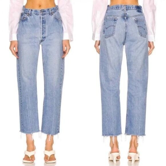 EB Denim x Levi's Upcycled OG Reinvented Straight Leg High Rise Jeans - Picture 2 of 8